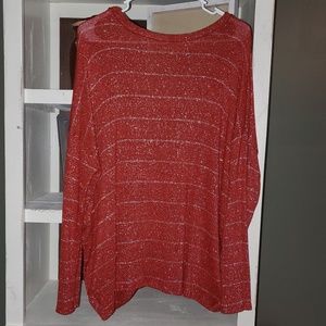 Red and Silver Striped Shimmer Sweater